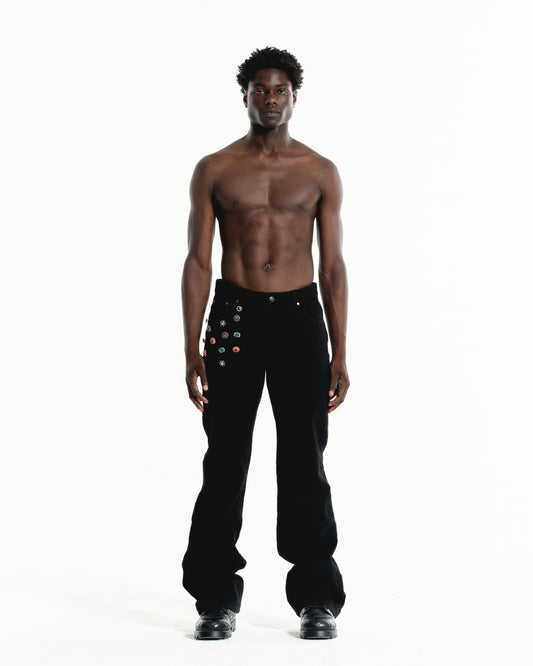 Ehrù Studios Embellished Black Denim Jeans