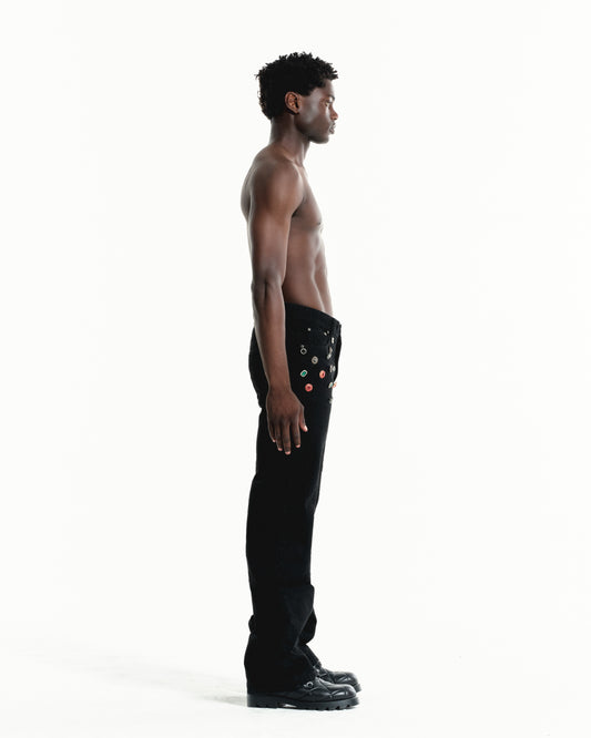 Ehrù Studios Embellished Black Denim Jeans