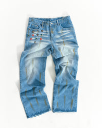 Ehrù Studios Embellished Blue Denim Jeans