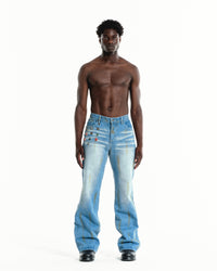 Ehrù Studios Embellished Blue Denim Jeans