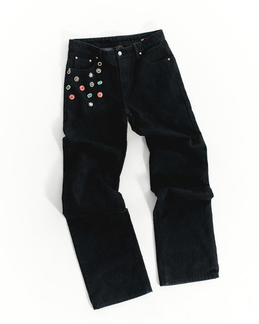 Ehrù Studios Embellished Black Denim Jeans